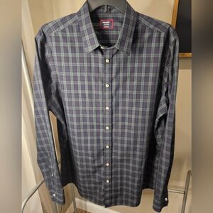 Untuckit Men’s Long Sleeve Shirt Tall Fit Navy And Green Sz XXL Christmas